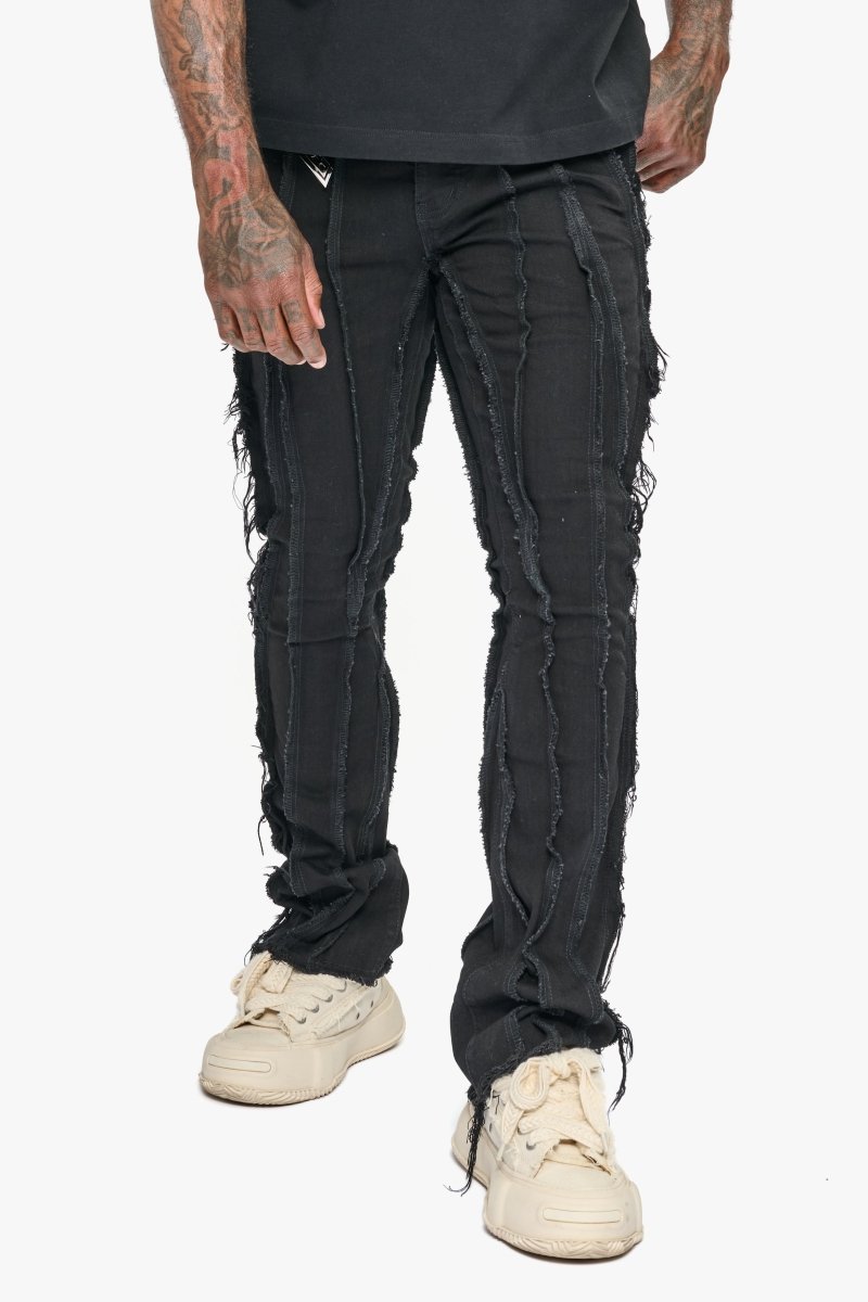 Twisted Stacked Denim Jeans Black - Valabasas