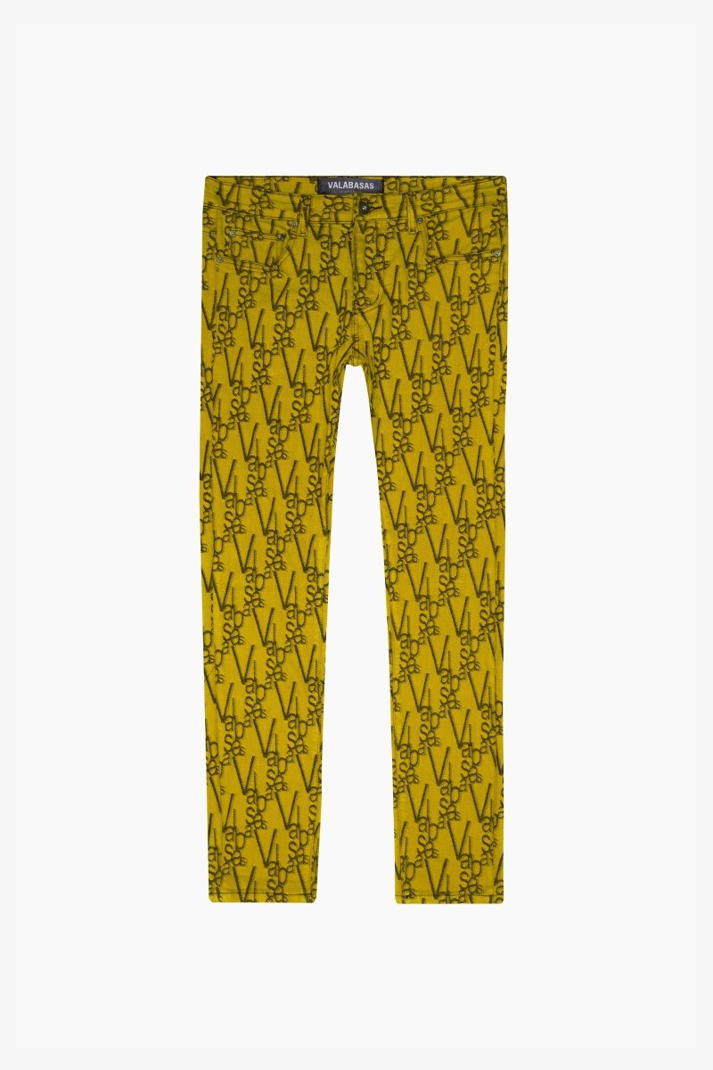 "V - INK" SKINNY JEAN BLACK YELLOW - Valabasas