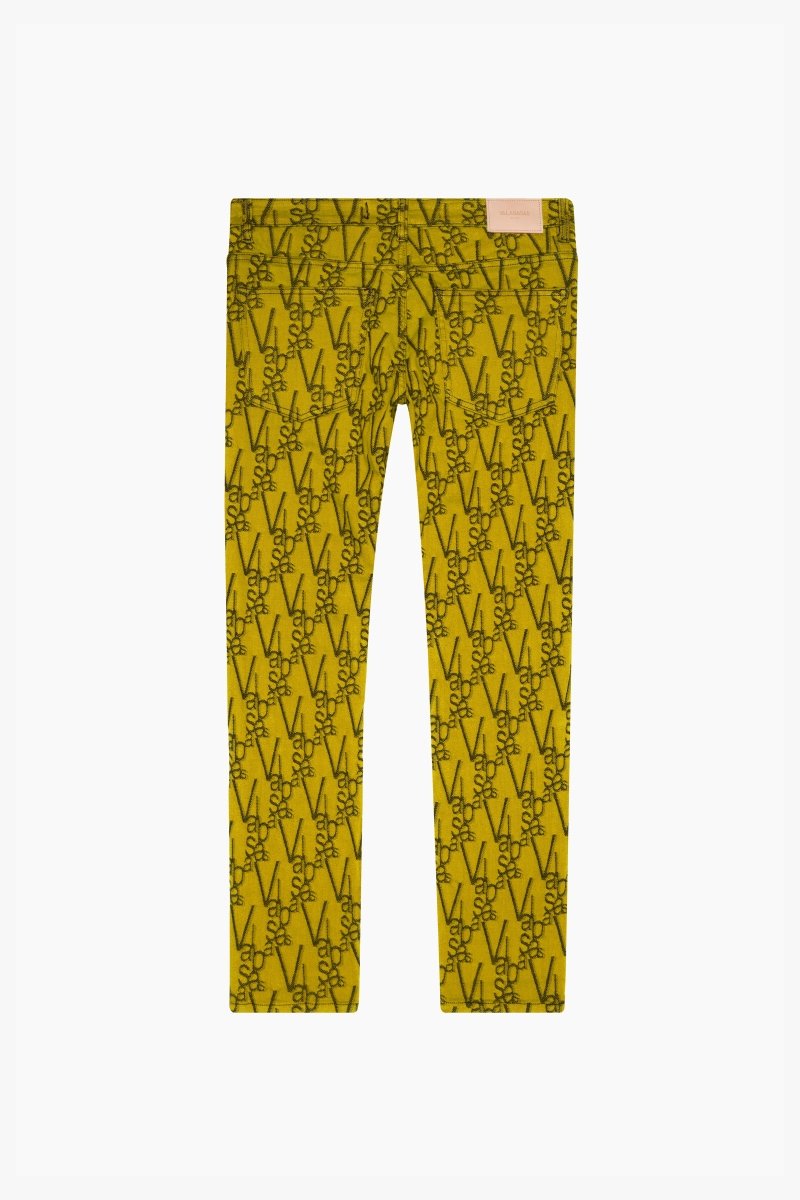"V - INK" SKINNY JEAN BLACK YELLOW - Valabasas