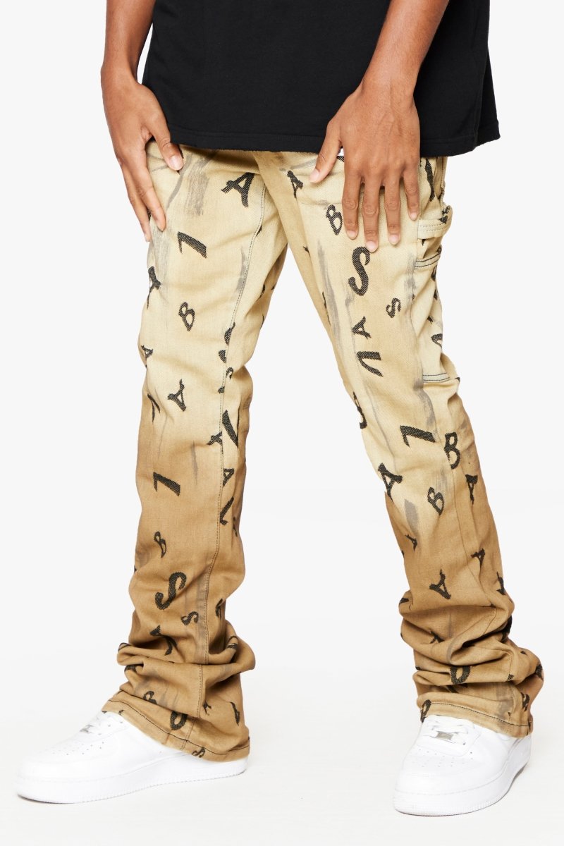 V-SCRABBLE” STACKED FLARE JEAN CHAMOIS – Valabasas