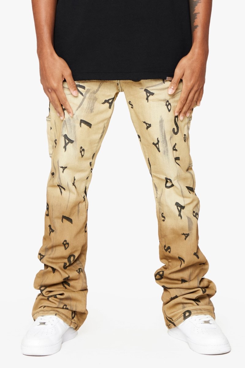 “V-SCRABBLE” CHAMOIS STACKED FLARE JEAN