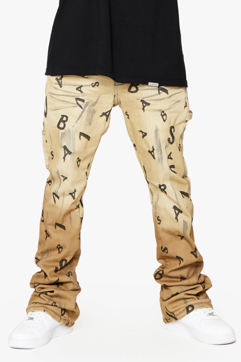 “V-SCRABBLE” CHAMOIS STACKED FLARE JEAN