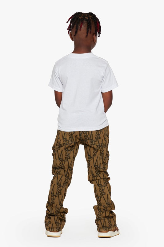 "V - SCRAWL” KIDS STACKED FLARE BLACK BROWN - Valabasas