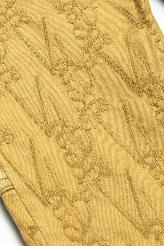 "V - SCRAWL" STACKED FLARE JEAN BLACK KHAKI - Valabasas