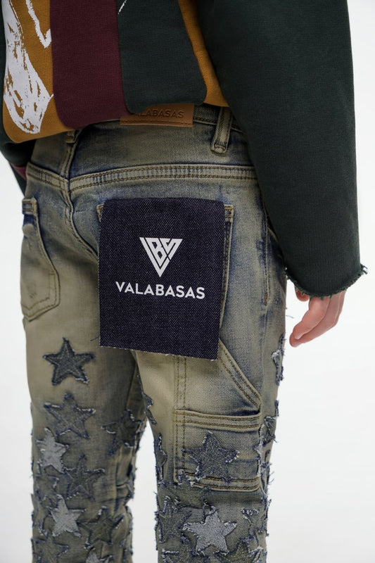 V - Stars Kids Denim Stacked Vintage Blue - Valabasas