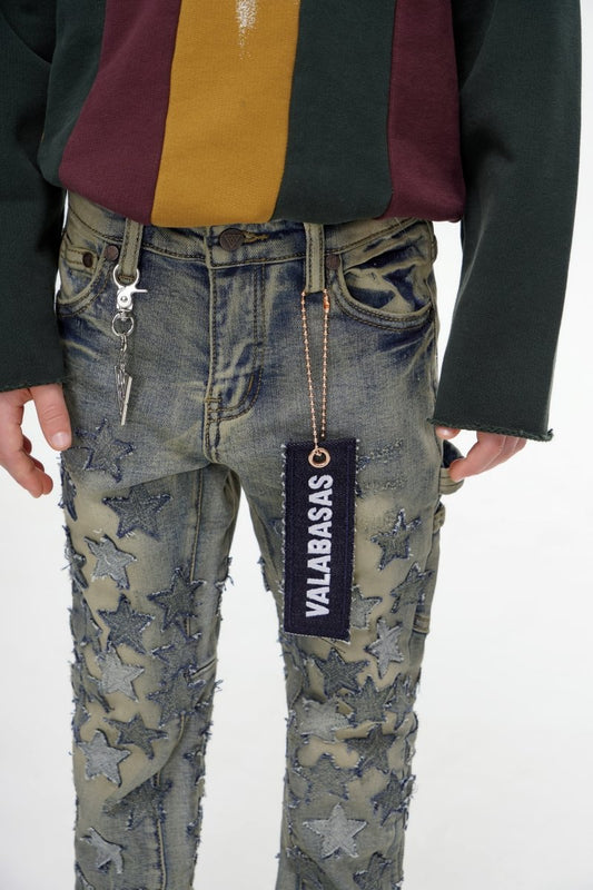V - Stars Kids Denim Stacked Vintage Blue - Valabasas