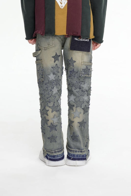 V - Stars Kids Denim Stacked Vintage Blue - Valabasas