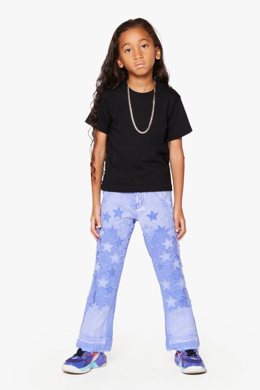"V - STARS” KIDS STACKED FLARE PURPLE WASH - Valabasas