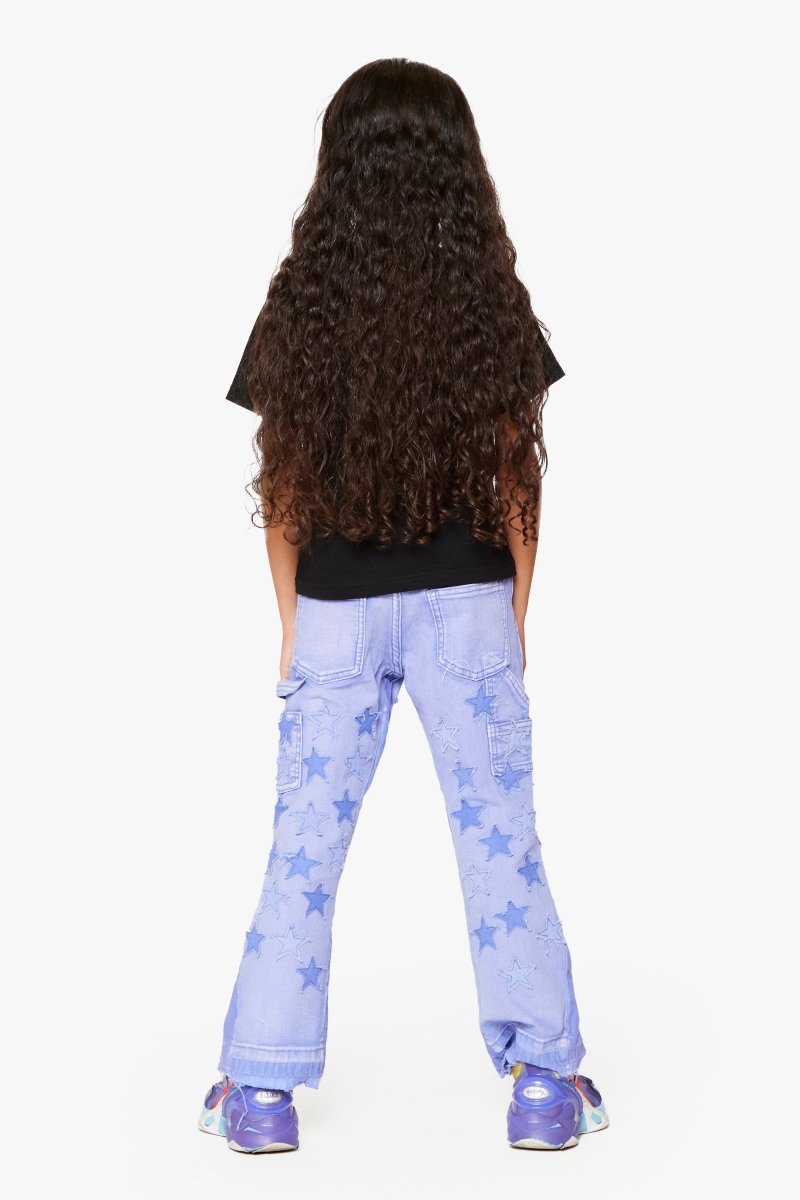 "V - STARS” KIDS STACKED FLARE PURPLE WASH - Valabasas