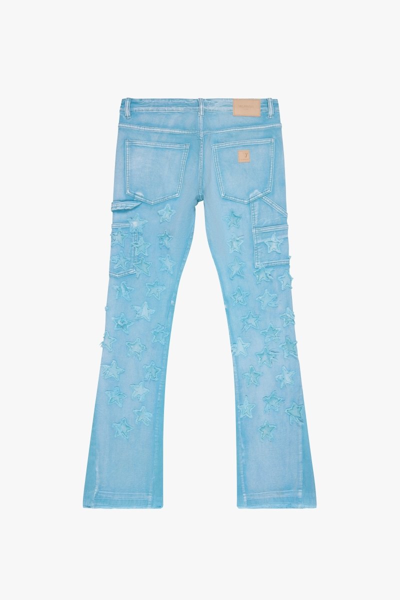 V-STARS” STACKED FLARE JEAN BLUE WASHED – Valabasas