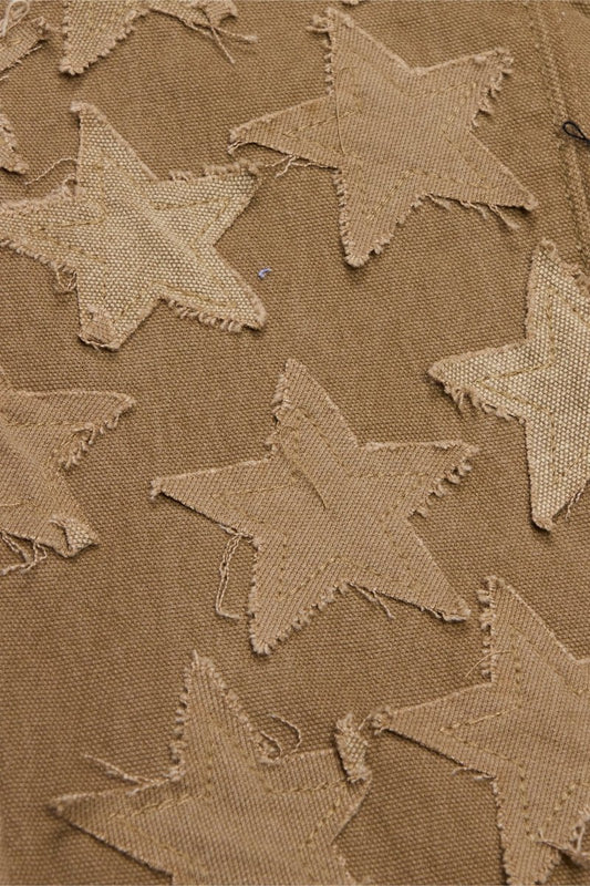 "V - STARS” STACKED FLARE JEAN DARK GREY WASH/ DIRTY BROWN - Valabasas