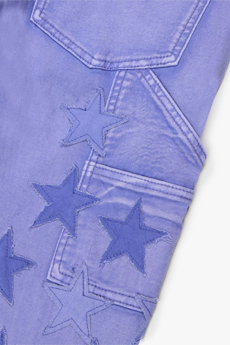 "V - STARS” STACKED FLARE JEAN PURPLE WASHED - Valabasas