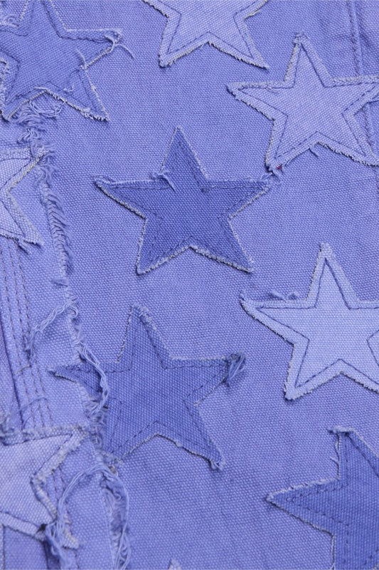 "V - STARS” STACKED FLARE JEAN PURPLE WASHED - Valabasas