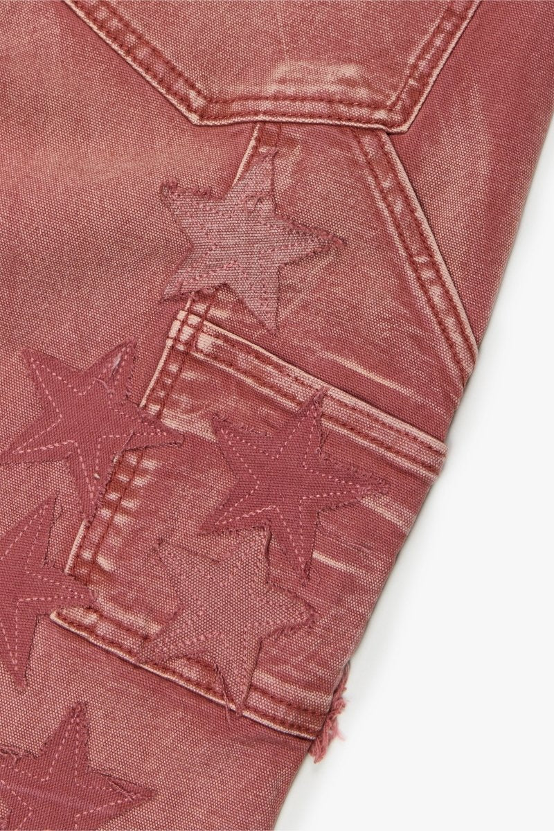 "V-STARS” SUNSET ORANGE STACKED FLARE JEAN