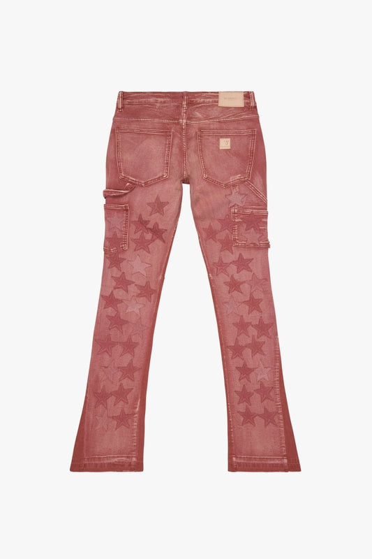 "V - STARS” STACKED FLARE JEAN SUNSET ORANGE - Valabasas