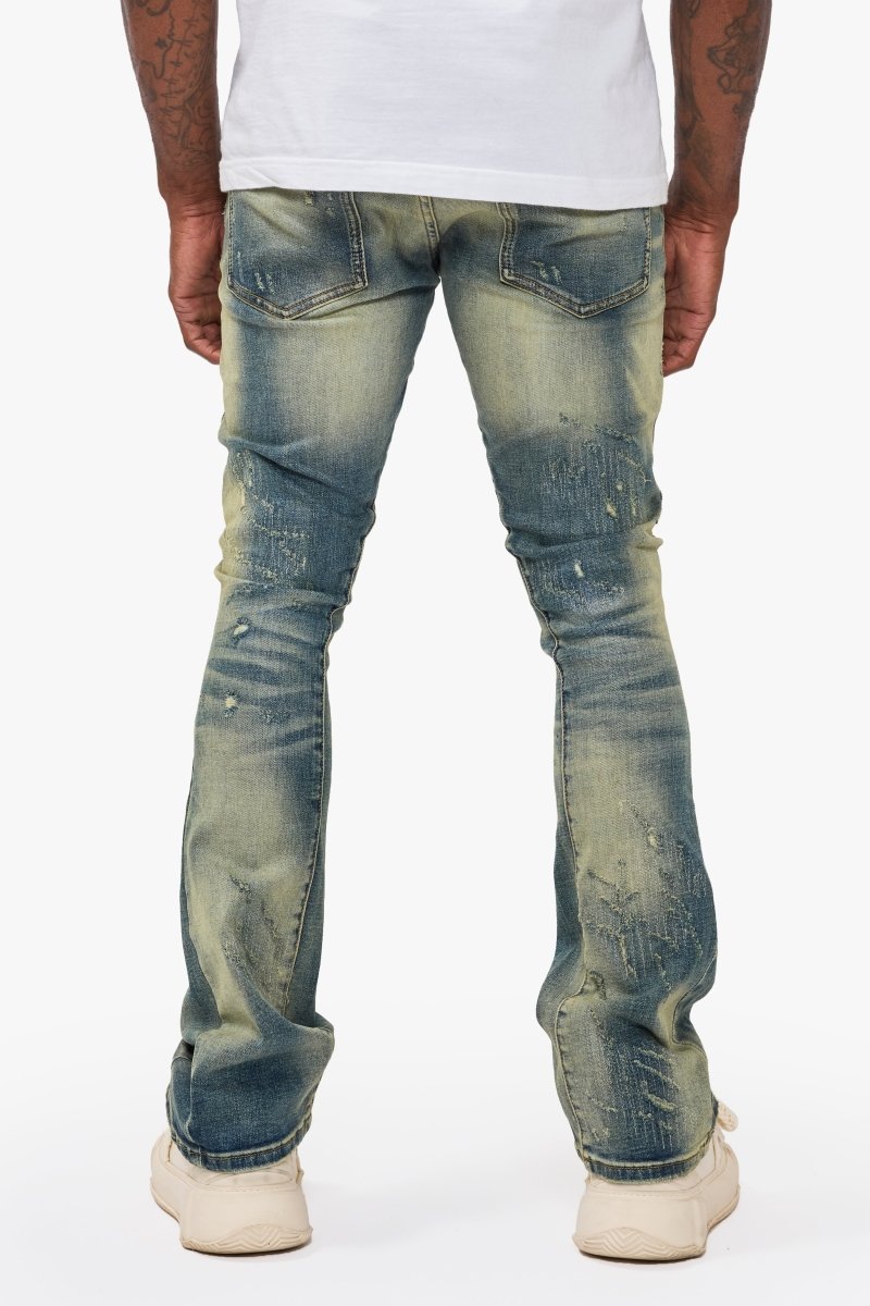 Vin Stacked Flare Jean Dark Vintage Blue - Valabasas