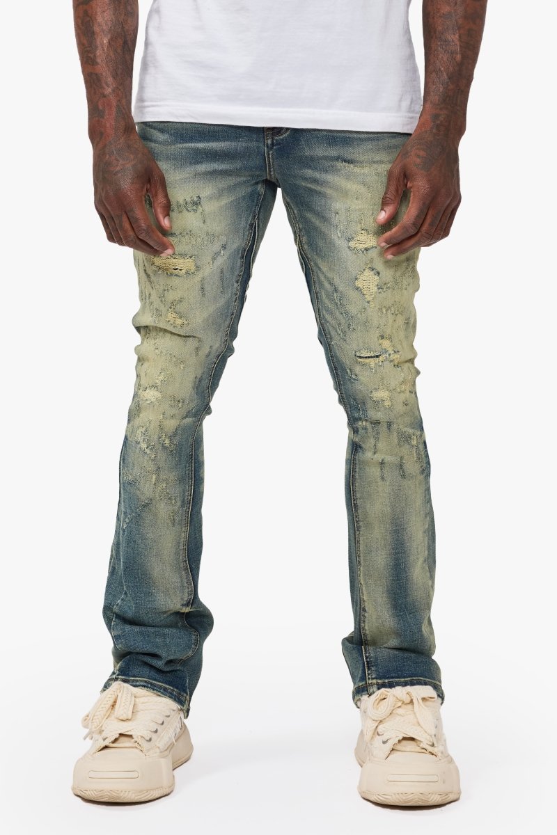 Vin Stacked Flare Jean Dark Vintage Blue - Valabasas
