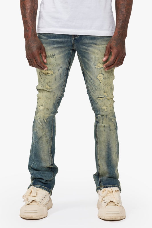 Vin Stacked Flare Jean Dark Vintage Blue - Valabasas