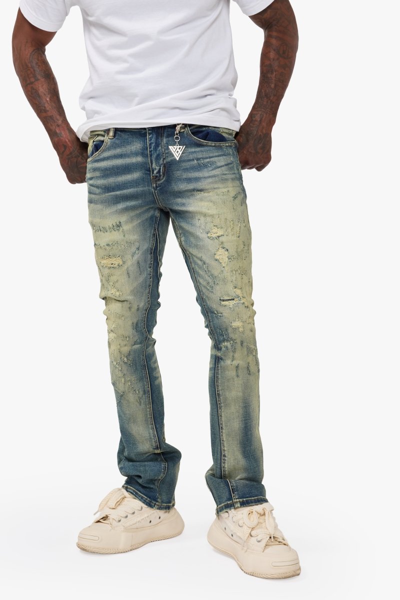 Vin Stacked Flare Jean Dark Vintage Blue - Valabasas