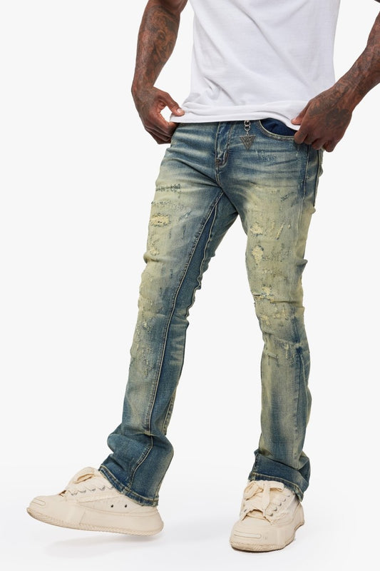 Vin Stacked Flare Jean Dark Vintage Blue - Valabasas