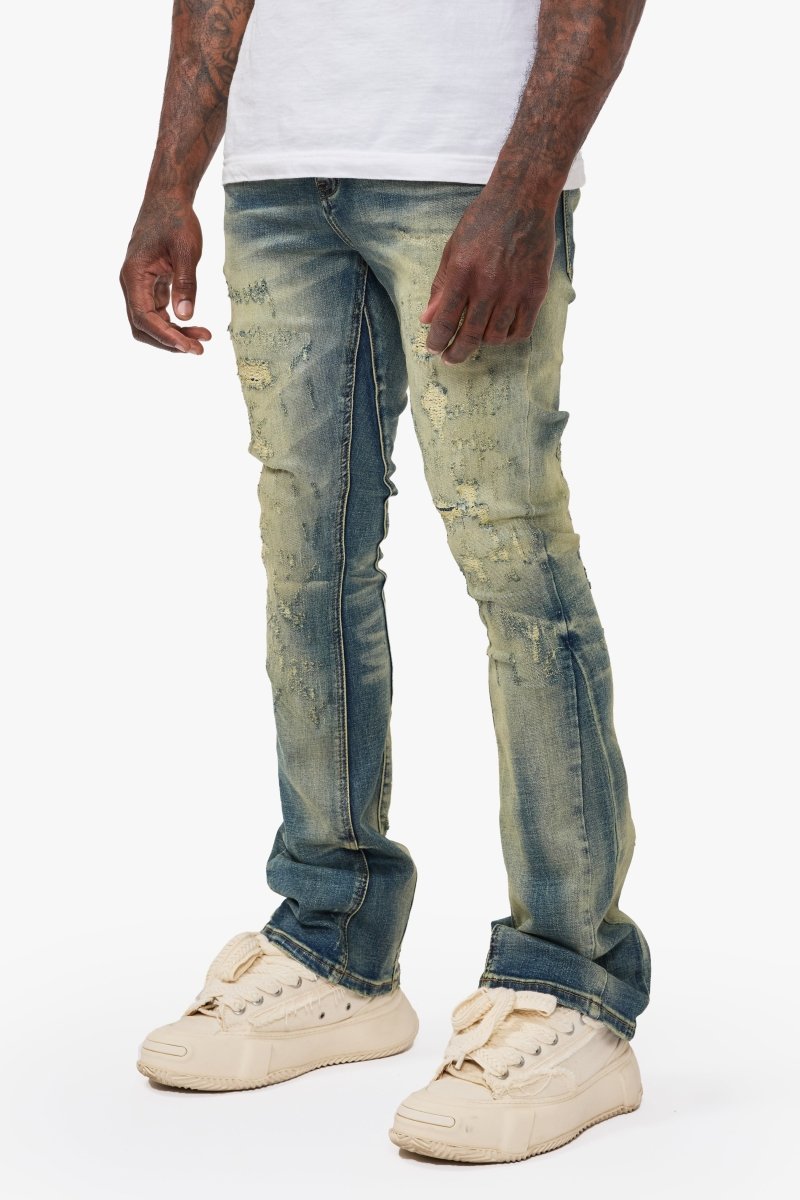 Vin Stacked Flare Jean Dark Vintage Blue - Valabasas