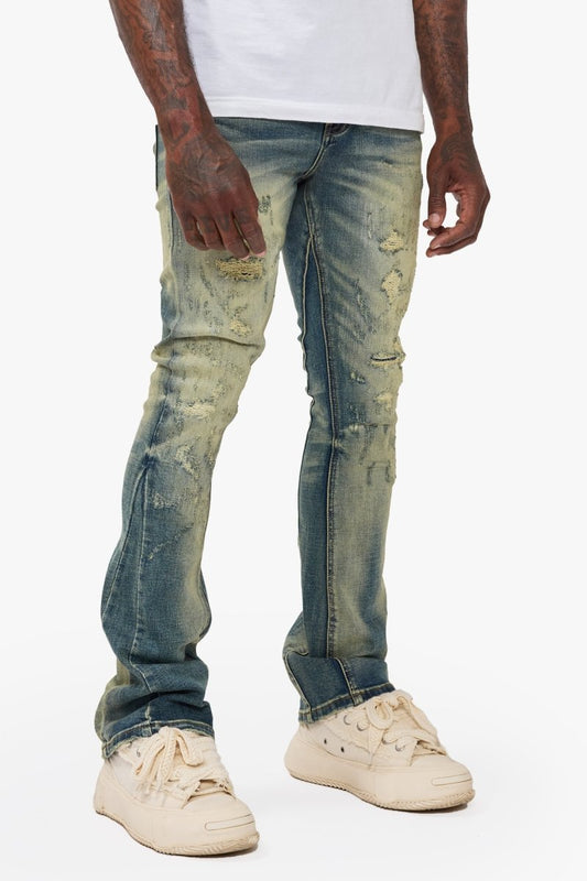 Vin Stacked Flare Jean Dark Vintage Blue - Valabasas