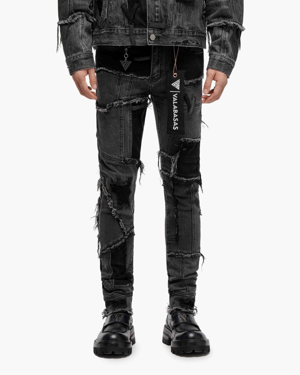 Vireon Black Grey Skinny Jeans - Valabasas