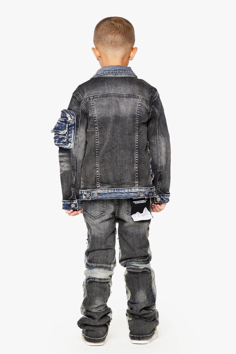 "VPLAY CAPTAIN" DENIM JACKET BLACK BLUE - Valabasas