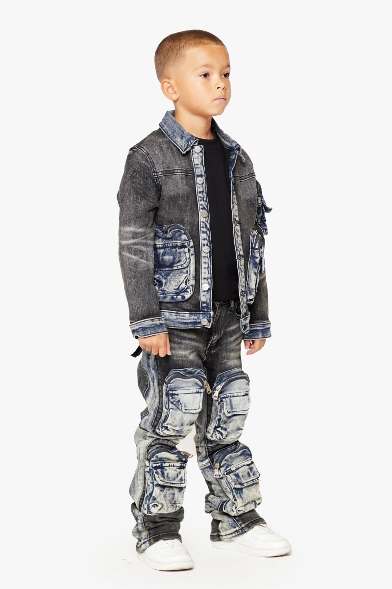 "VPLAY CAPTAIN" DENIM JACKET BLACK BLUE - Valabasas