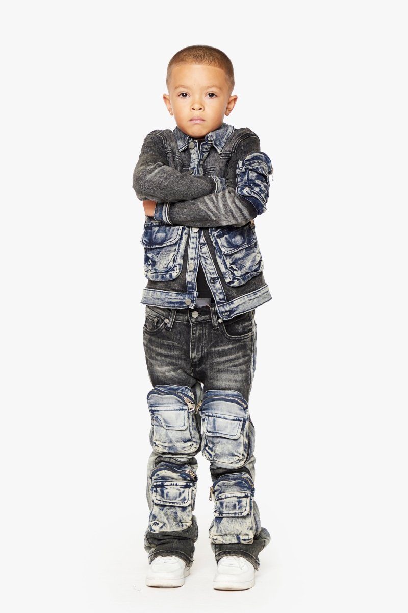 "VPLAY CAPTAIN" DENIM JACKET BLACK BLUE - Valabasas