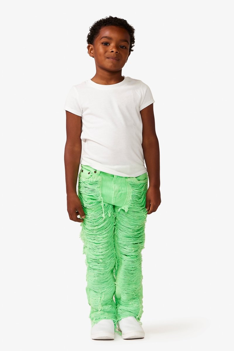 VPLAY KIDS JEAN "RAVAGED" GREEN - Valabasas