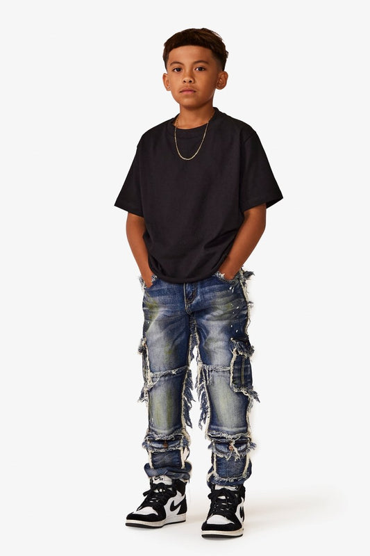 VPLAY KIDS JEANS "AERERINE" LT.BLUE WASHED - Valabasas