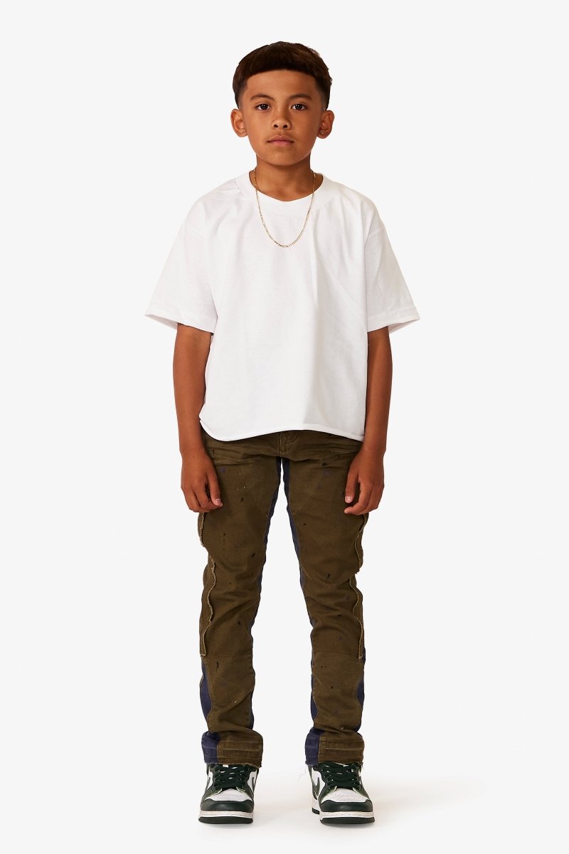 VPLAY KIDS JEANS "ALPHA" OLIVE BLUE - Valabasas