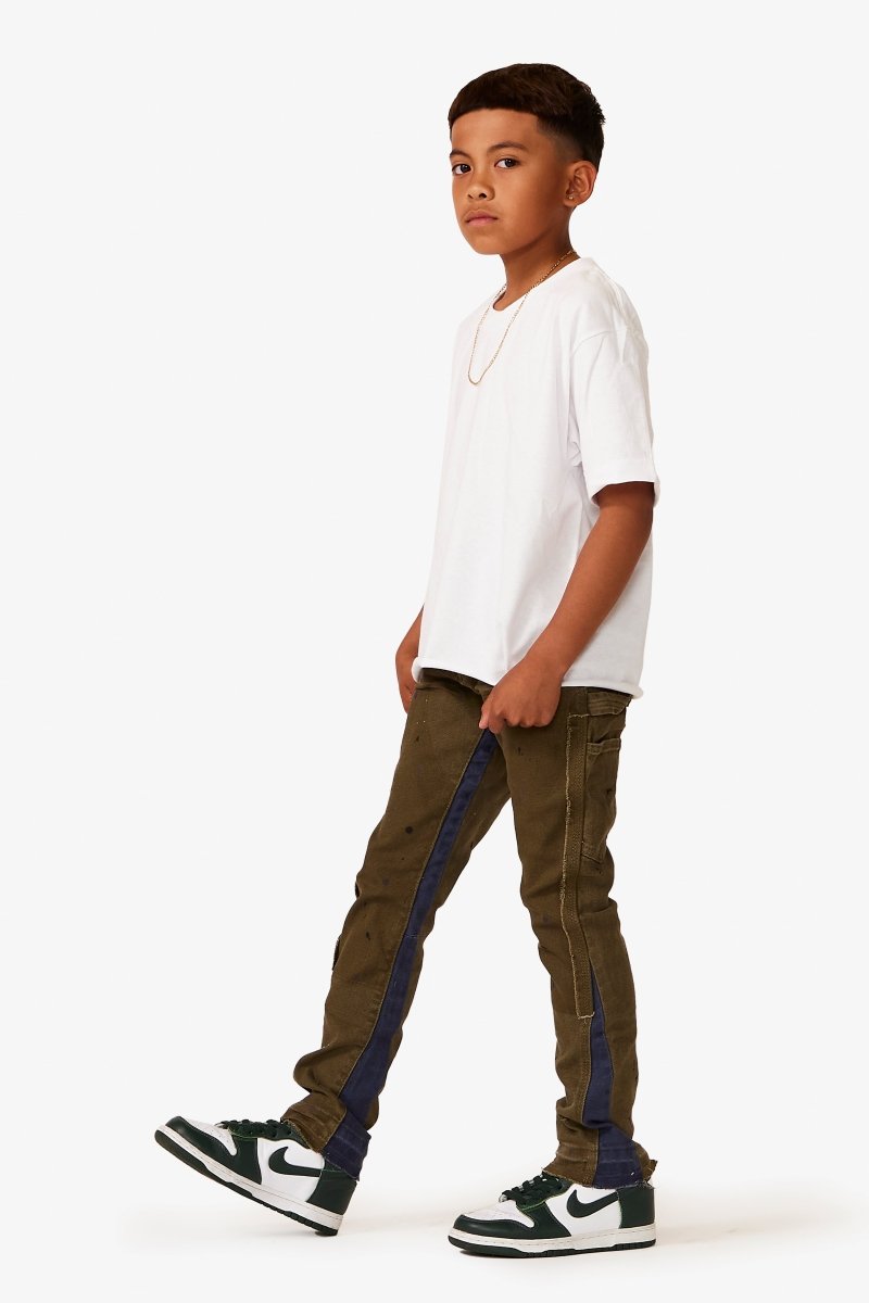 VPLAY KIDS JEANS "ALPHA" OLIVE BLUE - Valabasas