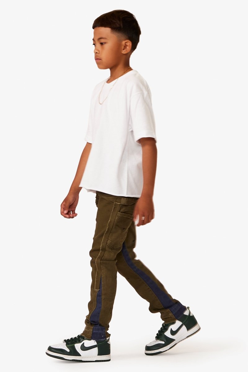 VPLAY KIDS JEANS "ALPHA" OLIVE BLUE - Valabasas