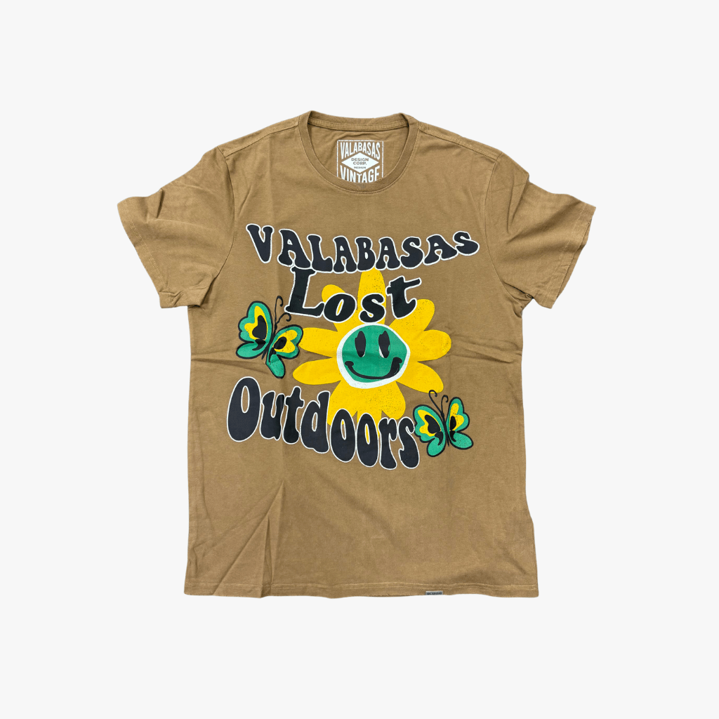 "WE OUTSIDE" TEE VINTAGE BROWN - Valabasas
