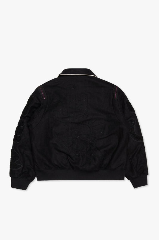 "WILD BUNCH" LETTERMAN JACKET BLACK - Valabasas