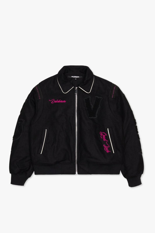 "WILD BUNCH" LETTERMAN JACKET BLACK - Valabasas