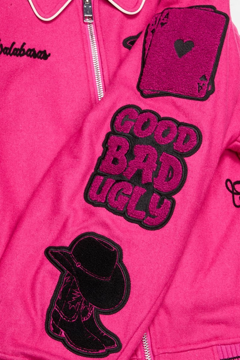 "WILD BUNCH" VARSITY JACKET FUCHSIA - Valabasas