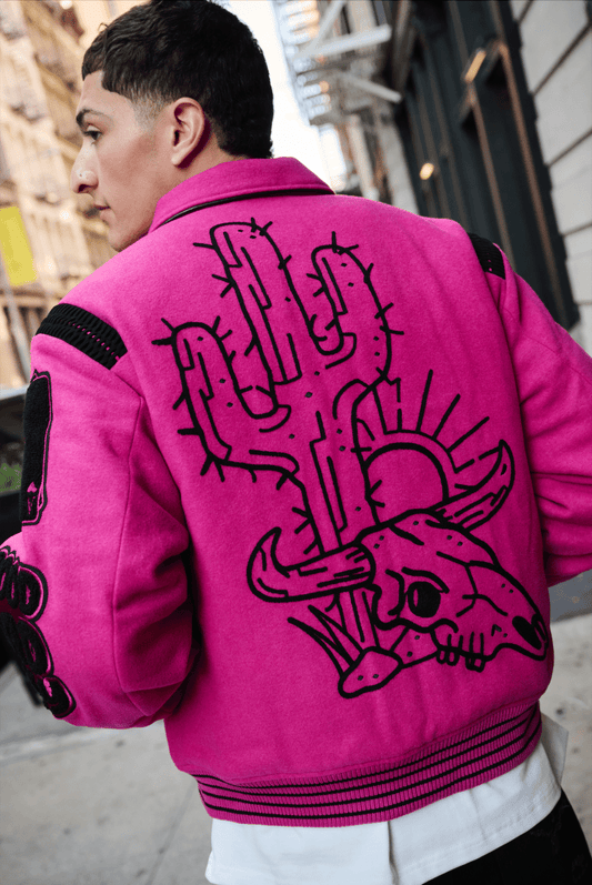 "WILD BUNCH" VARSITY JACKET FUCHSIA - Valabasas
