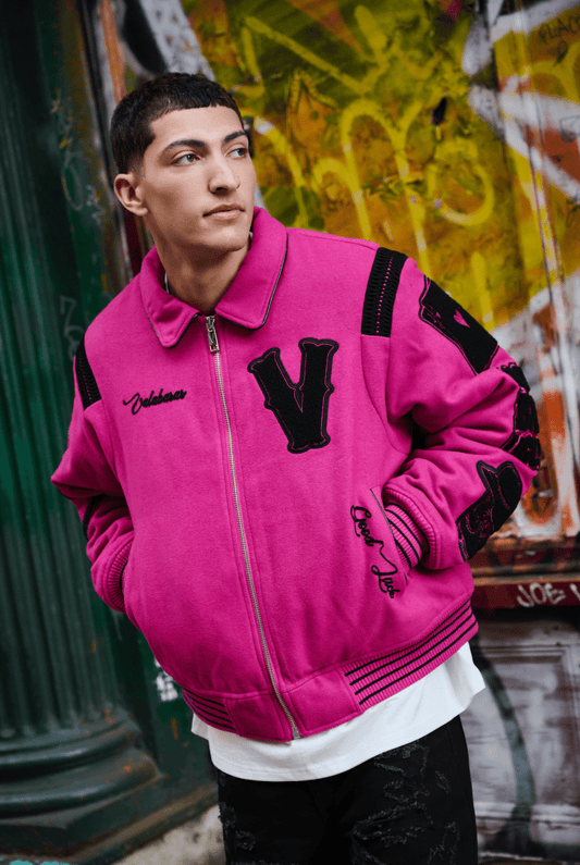 "WILD BUNCH" VARSITY JACKET FUCHSIA - Valabasas