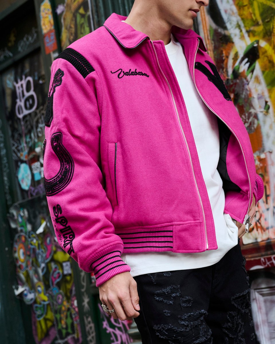 "WILD BUNCH" VARSITY JACKET FUCHSIA - Valabasas