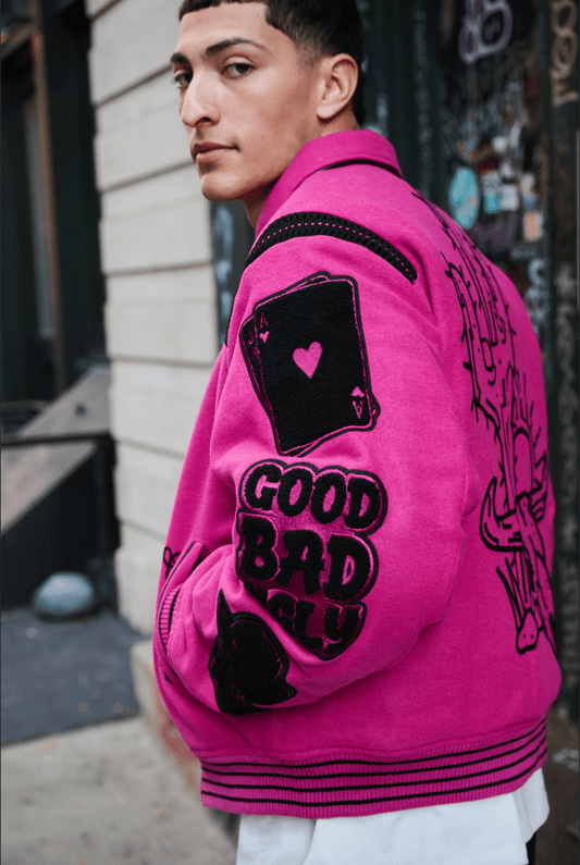 "WILD BUNCH" VARSITY JACKET FUCHSIA - Valabasas