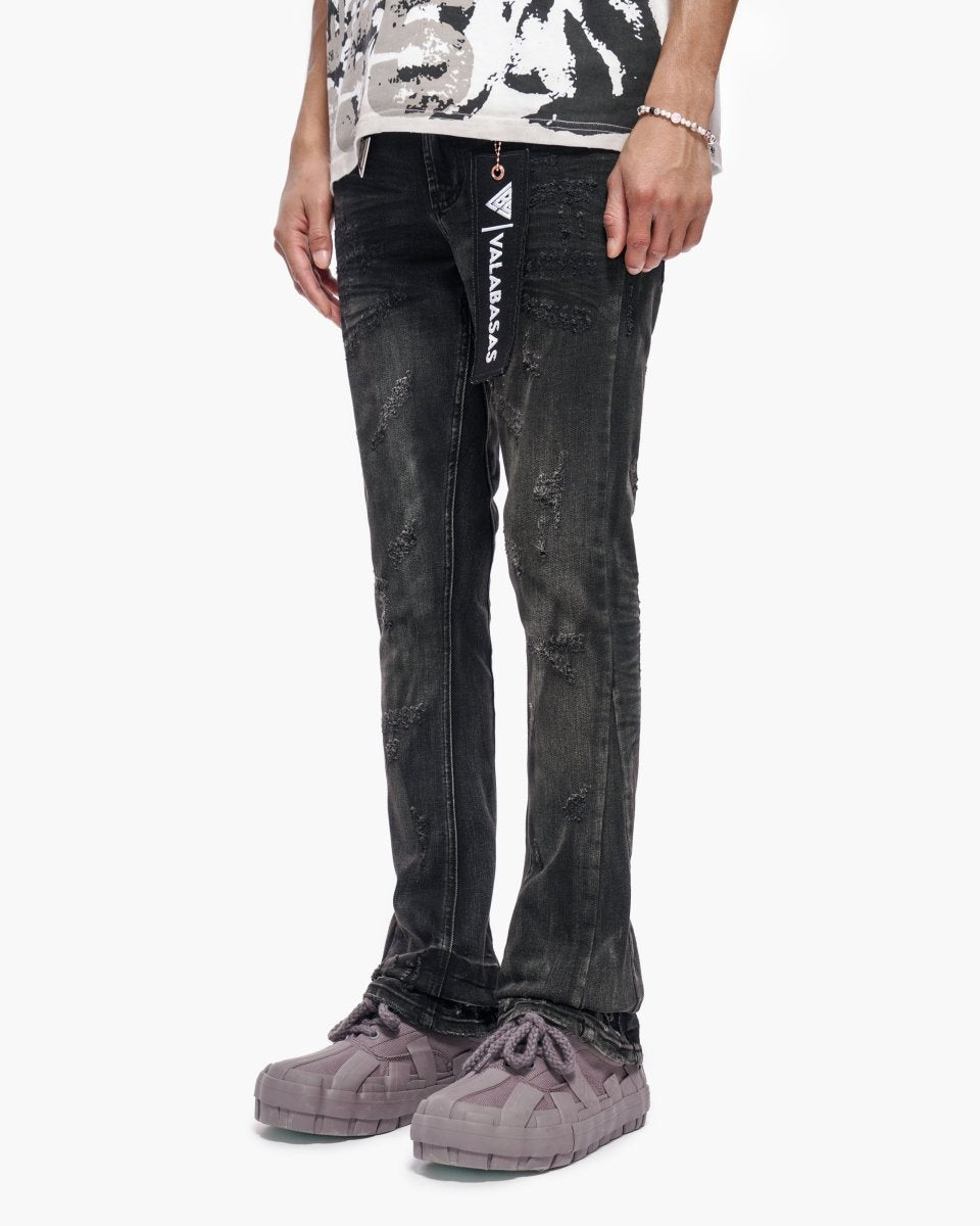 Wired Black Wash Stacked Jeans - Valabasas