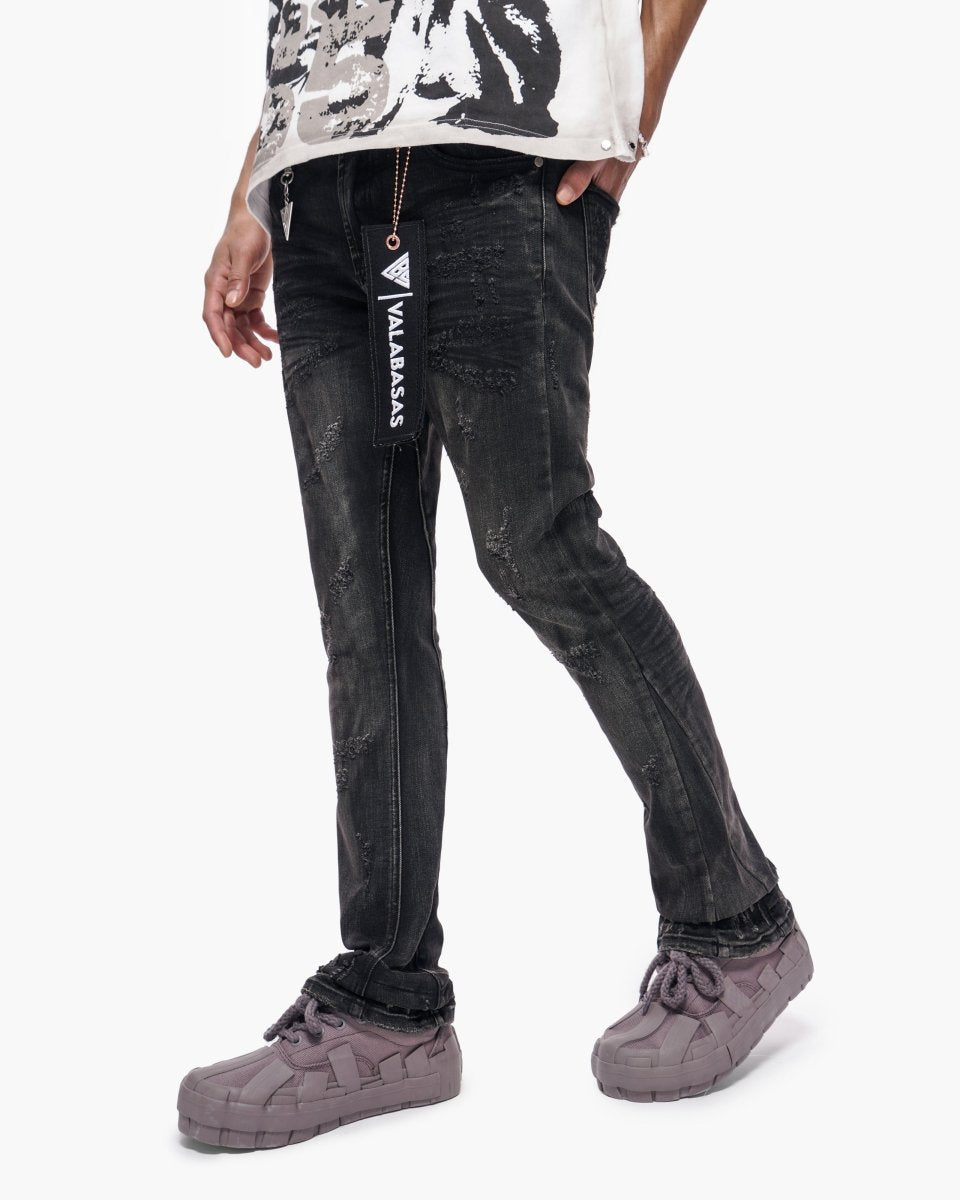 Wired Black Wash Stacked Jeans - Valabasas