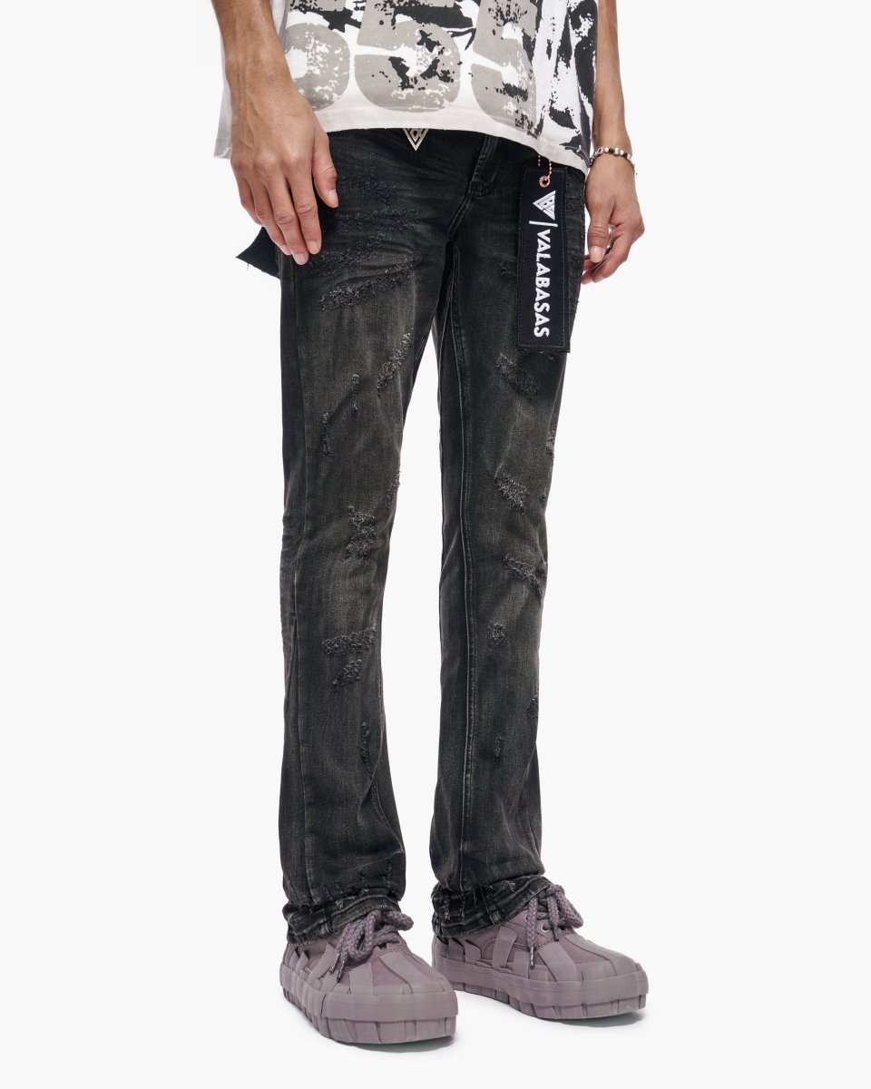 Wired Black Wash Stacked Jeans - Valabasas