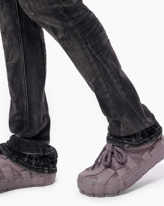 Wired Black Wash Stacked Jeans - Valabasas