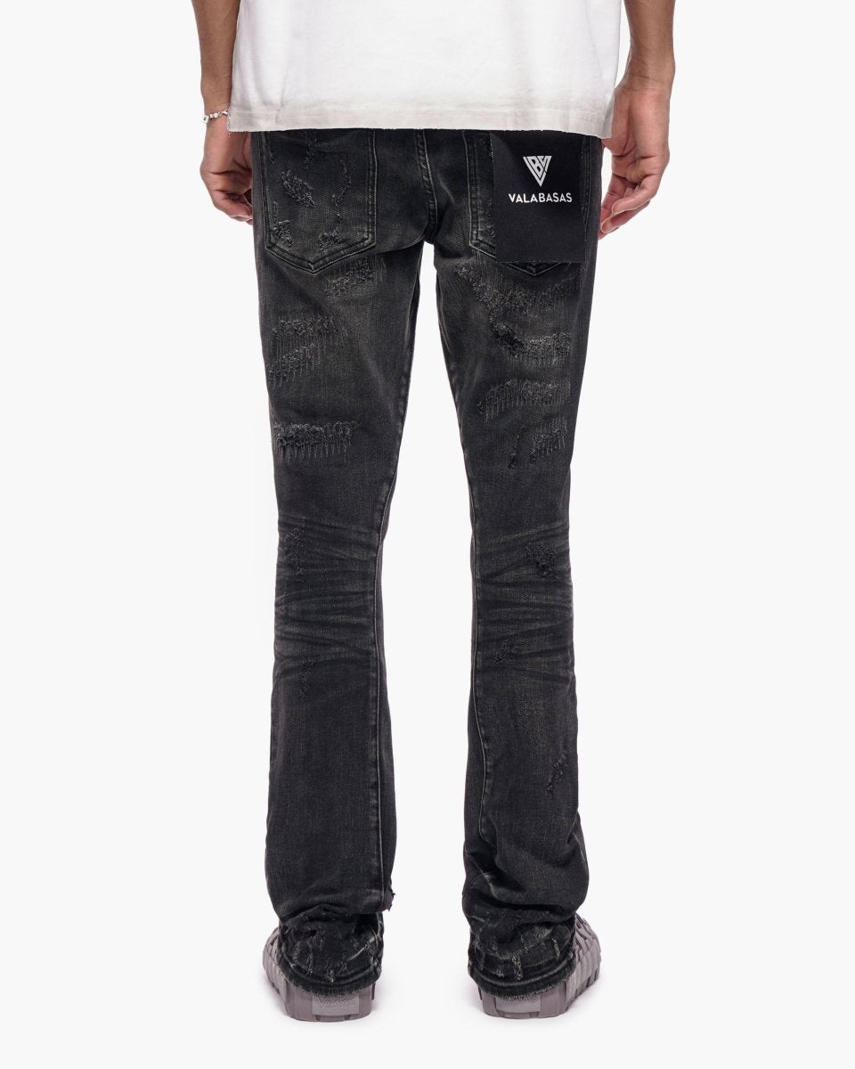 Wired Black Wash Stacked Jeans - Valabasas