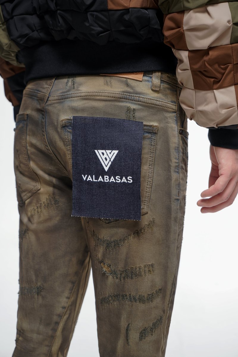 Wired Stacked Dirty Yellow Vintage Jeans - Valabasas