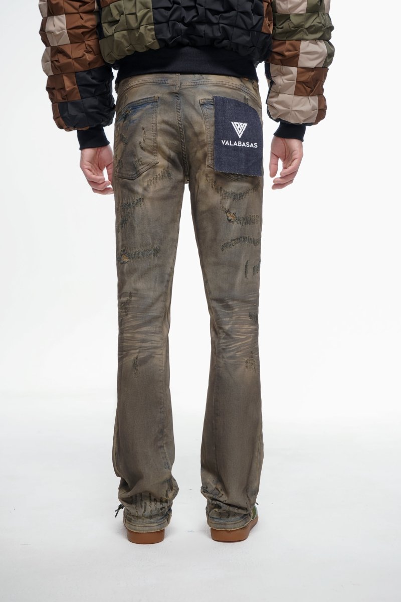 Wired Stacked Dirty Yellow Vintage Jeans - Valabasas